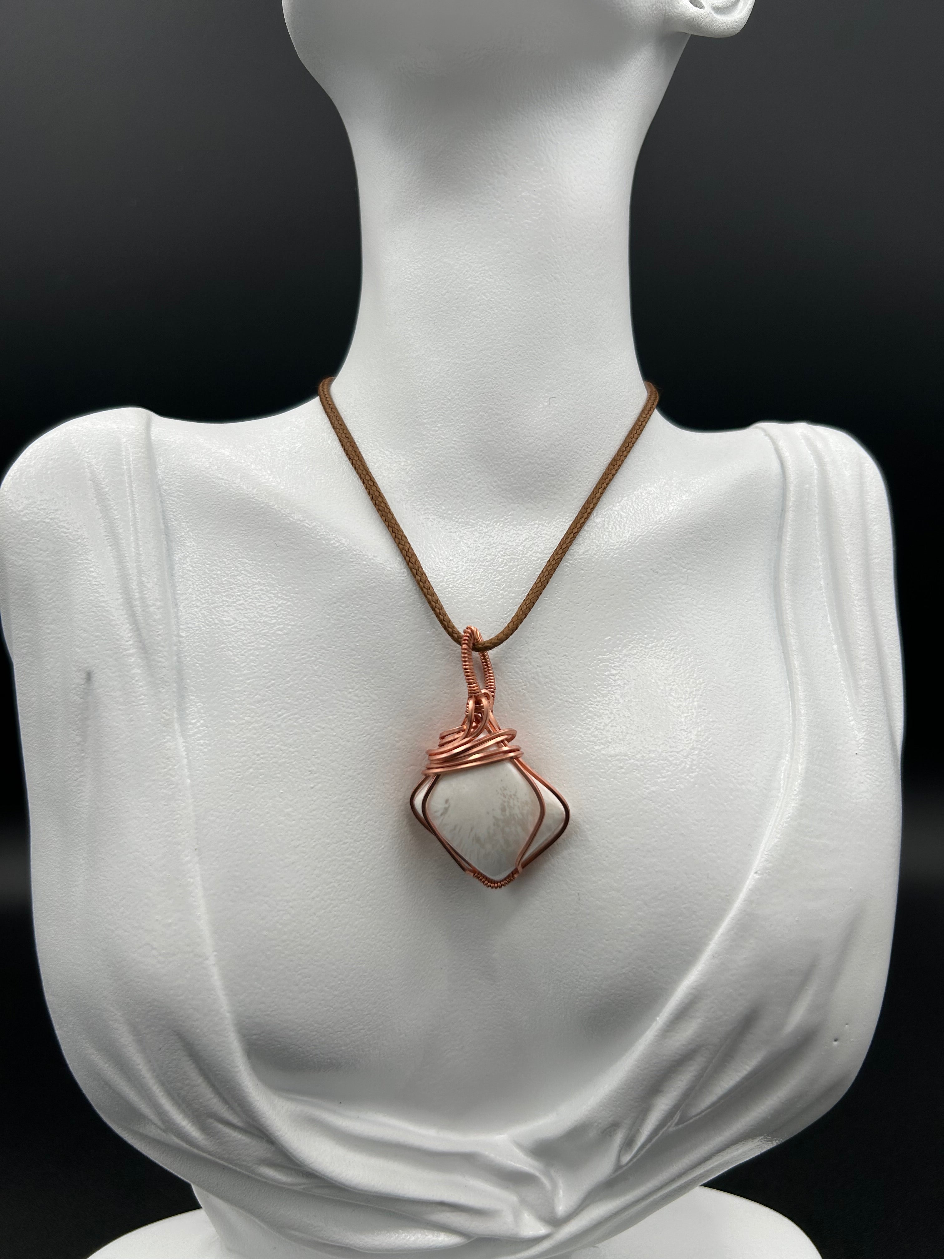 White Scolecite  in Copper